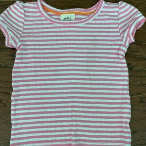Pink Striped Pointelle T-Shirt
